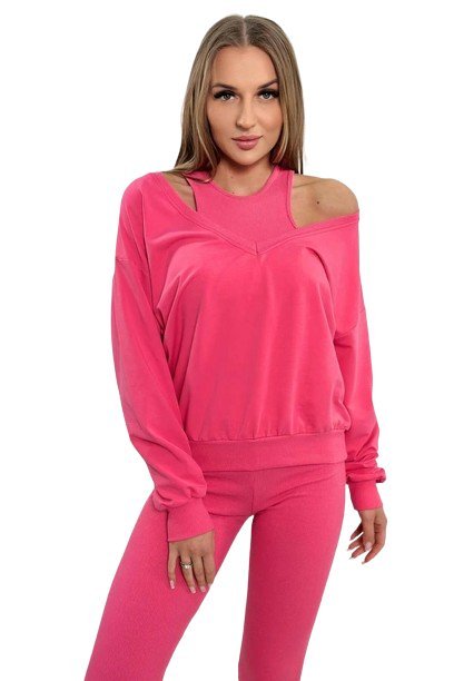 Komplet 3-częściowy bluza + top + legginsy malinowy