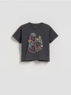 Bluzki dla niemowląt - Reserved - Bawełniany t-shirt z nadrukiem - ciemnoszary - miniaturka - grafika 1