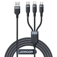 Kable USB - 3w1 Kabel przewód USB-A - iPhone Lightning USB-C microUSB Multi-Use 1.2m czarny JOYROOM - miniaturka - grafika 1