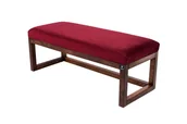 Ławki do przedpokoju - Ławka na buty LPG-2 105cm EMRAWOOD drewno lite kolor orzech siedzisko gładkie kolor bordowy - miniaturka - grafika 1