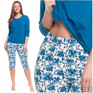 Piżama Damska 3/4 Rękaw i Spodnie Kwiaty Kobieca Wygodna Bawełniana MORAJ S - Piżamy damskie - miniaturka - grafika 1