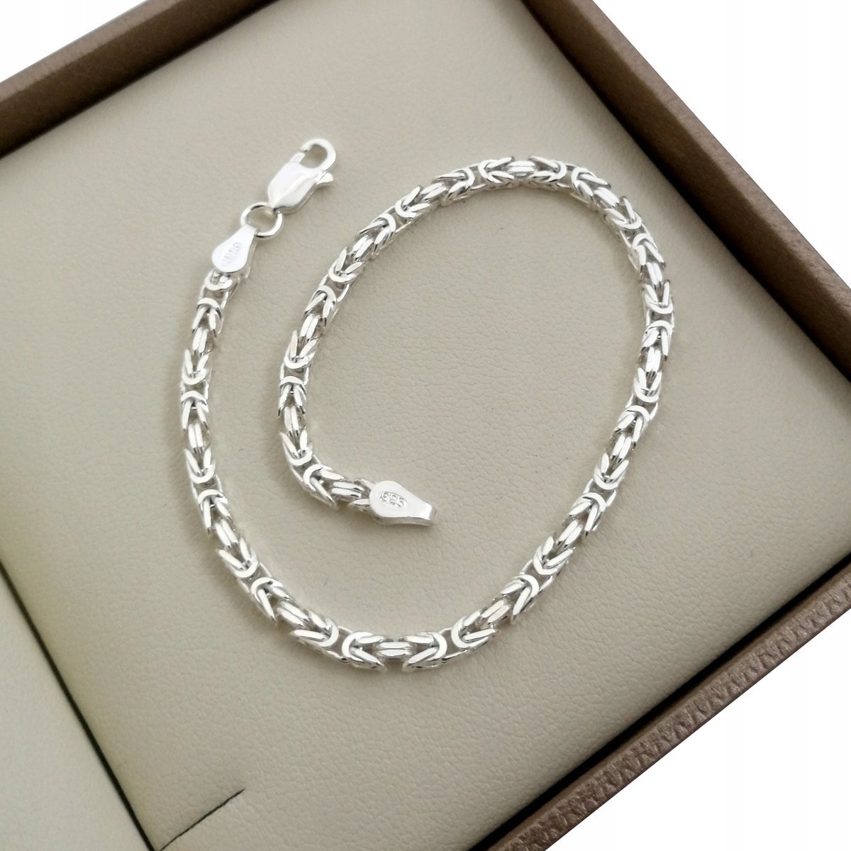 Srebrna Bransoletka Splot Królewski 20Cm Próba 925