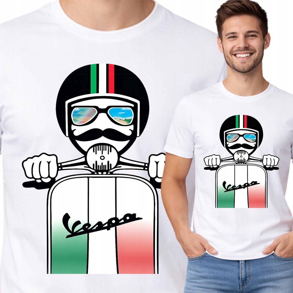 Koszulka Vespa Skuter Włochy T-Shirt Męski Italia XXL P428