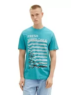 Koszulki męskie - TOM TAILOR Denim Koszulka męska 1036470, 31044-Deep Turquoise, M, 31044 – głęboki turkus, M - miniaturka - grafika 1