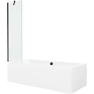 Wanny - Mexen Cube wanna prostokątna 170 x 80 cm z obudową i parawanem 1-skrzydłowym 50 cm, transparent, czarny - miniaturka - grafika 1