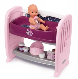 Smoby Baby Nurse Łóżeczko 2w1 + lalka - Akcesoria dla lalek - miniaturka - grafika 1