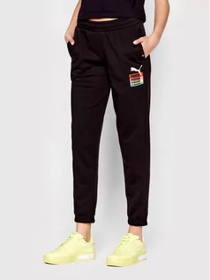 Spodnie sportowe damskie - Puma Spodnie dresowe Brand Love 534353 Czarny Regular Fit - grafika 1
