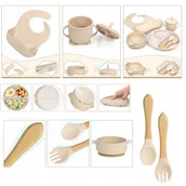 Zestawy naczyń dla dzieci - NACZYNIA SILIKONOWE DLA NIEMOWLĄT MAŁYCH DZIECI KOMPLET 7 PCS WYSOKA JAKOŚĆ - miniaturka - grafika 1