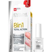 Eveline 8in1 Total Action, odżywka do paznokci z drobinkami srebra Silver Shine, 12 ml