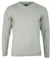 Swetry męskie - Sweter Jasny Beżowy w Serek, Dekolt V-neck, Elegancki -KINGS- Męski - Kings - miniaturka - grafika 1