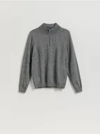 Swetry męskie - Reserved - Bawełniany sweter ze stójką - ciemnoszary - miniaturka - grafika 1