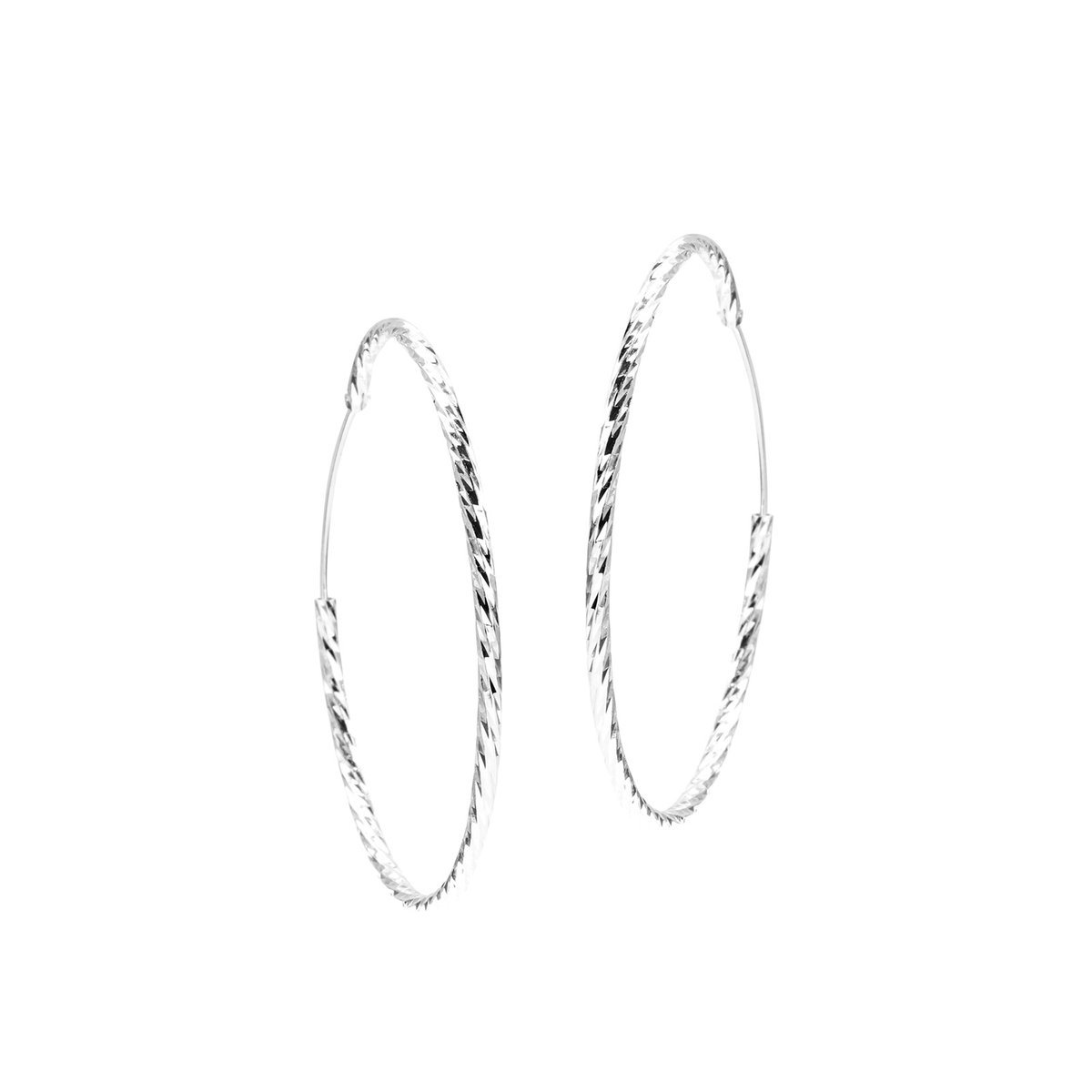 Srebrne diamentowane kolczyki Koła 50 mm