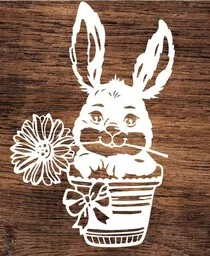 Królik z kwiatem- wycinanka z kartonu - Zabawki kreatywne - miniaturka - grafika 1