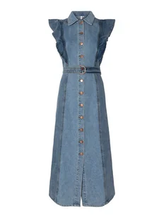 YAS Sukienka jeansowa Cawi 26037659 Niebieski Regular Fit - Sukienki - miniaturka - grafika 1