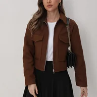 Kurtki damskie - TEMU Damska kurtka rozpinana w jednolitym kolorze - codzienna kurtka z długim rękawem i kieszeniami, całoroczna, uniwersalna odzież wierzchnia, - miniaturka - grafika 1