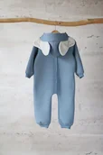 Kombinezony dla dzieci - Kombinezon z kapturem z uszami słonia błękitny - miniaturka - grafika 1