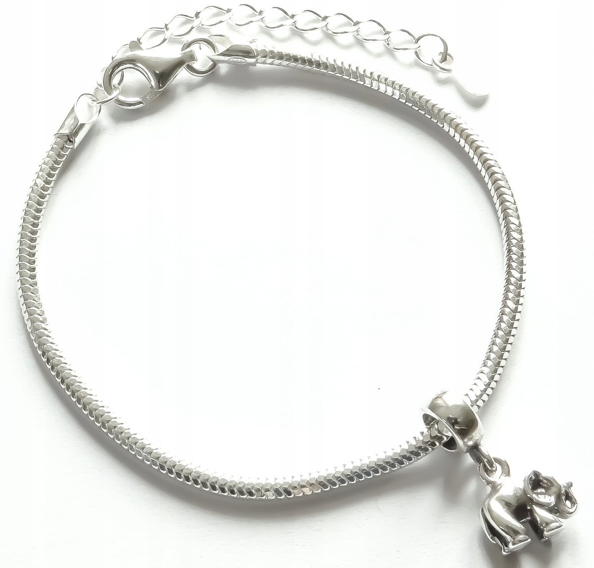 Bransoletka srebrna925 modułowa do charmsów 17-21 cm regulowana z korlikiem