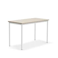 Meble do szkół i przedszkoli - Biurko SONITUS PLUS, 1200x600x760 mm, HPL popielaty, redukcja hałasu, biały - miniaturka - grafika 1