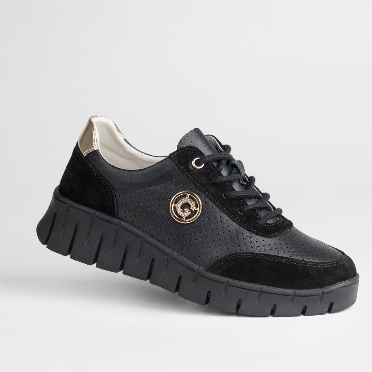 Półbuty damskie buty GOODIN GD-XF-180 czarny skóra naturalna ażurek 36