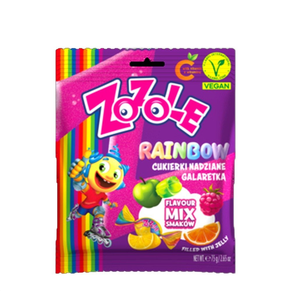 Zozole Rainbow cukierki do ssania z galaretką owocową 75 g