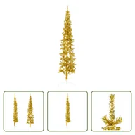 Choinki - The Living Store Sztuczna pół choinka ze stojakiem Slim Gold 180 cm - miniaturka - grafika 1