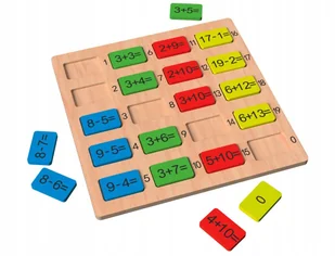 DREWNIANA UKŁADANKA EDUKACYJNA NAUKA DODAWANIA 3+ matematyka Montessori - Zabawki interaktywne dla dzieci - miniaturka - grafika 1