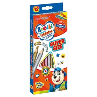 Bambino Kredki Szkolne Trójkątne Super Size 12 Kolorów + Temperówka - Szkolne artykuły papiernicze - miniaturka - grafika 1