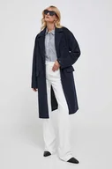 Płaszcze damskie - Tommy Hilfiger płaszcz wełniany kolor granatowy przejściowy oversize - miniaturka - grafika 1