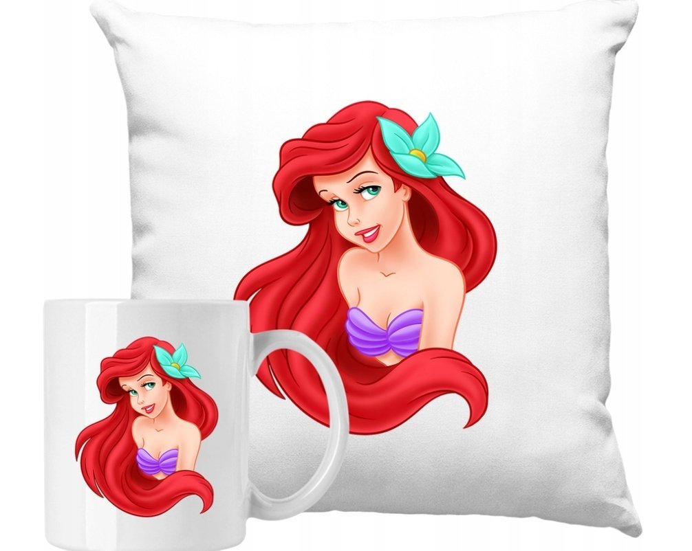 ZESTAW PODUSZKA + KUBEK Mała Syrenka Arelka Pomysł Na Prezent +IMIĘ