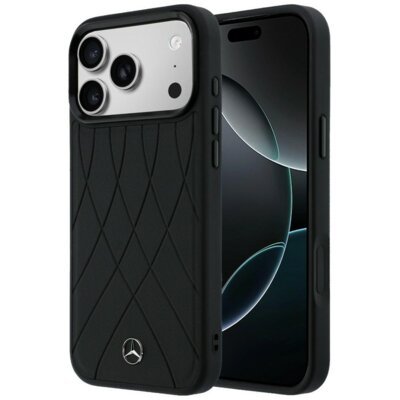 Etui MERCEDES Leather with Crossed Lines MagSafe do Apple iPhone 17 Pro Max Czarny