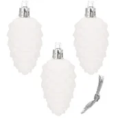 Bombki - Ozdoba choinkowa 8,5cm świąteczna zawieszka szyszki 3 szt. biały brokat - miniaturka - grafika 1