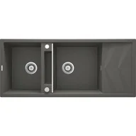 Zlewozmywaki - Deante Magnetic Zlewozmywak granitowy dwukomorowy 116x50 cm antracyt metalik ZRMT213 - miniaturka - grafika 1