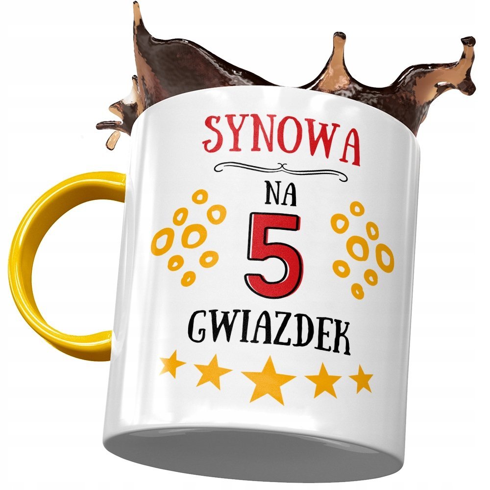 Kubek Żółty Dla Synowej Żony Syna Prezent z Nadrukiem ze Zdjęciem + Opakowanie na prezent (wzór 02)