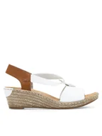 Sandały damskie - Rieker Sandały 624H6-81 Biały - miniaturka - grafika 1