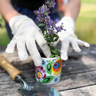 DONICZKA CERAMICZNA FOLK - WZORY ŁOWICKIE - MAŁA FOLKSTAR - Donice - miniaturka - grafika 1