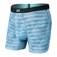 Majtki męskie - Bokserki męskie chłodzące / sportowe z rozporkiem SAXX HOT SHOT Boxer Brief Fly lodowiec szelfowy – niebieski-S - miniaturka - grafika 1