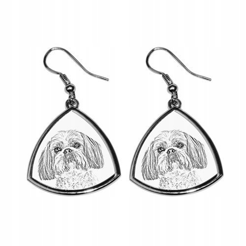Shih Tzu Trójkątne kolczyki z nadrukiem, grafiką
