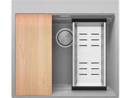 Zlewozmywaki - Primagran.pl Zlewozmywak kuchenny granitowy jednokomorowy z wewnętrzym ociekaczem Step i największą komorą MAX Oslo 60 Multilevel MOIKS-X0#N+ACOL02-KI$G+ADDP44-KB$G - miniaturka - grafika 1