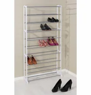 Szafki na buty - Stojak na buty XXL z 10 poziomami szafka na buty 140x72 cm biała stal do 40 par butów - miniaturka - grafika 1