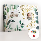 Tablice i flipcharty - Szkolna Tablica korkowa 60x40 cm, Kolorowe Pinezki, wzór Rośliny liście wzór - miniaturka - grafika 1