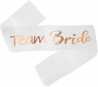Wieczór panieński i kawalerski - Biała szarfa z napisem Team Bride - 1 szt. - miniaturka - grafika 1