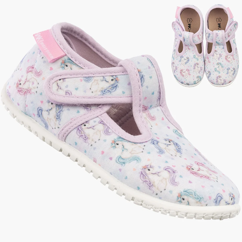 Kapcie Dziecięce Na Rzepy Barefoot Buty Lekkie Skórzana Wkładka Wojtyłko Różowe 21