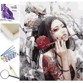 Malowanie po numerach - Dziewczyna Z Tatuażem Smoka - miniaturka - grafika 1