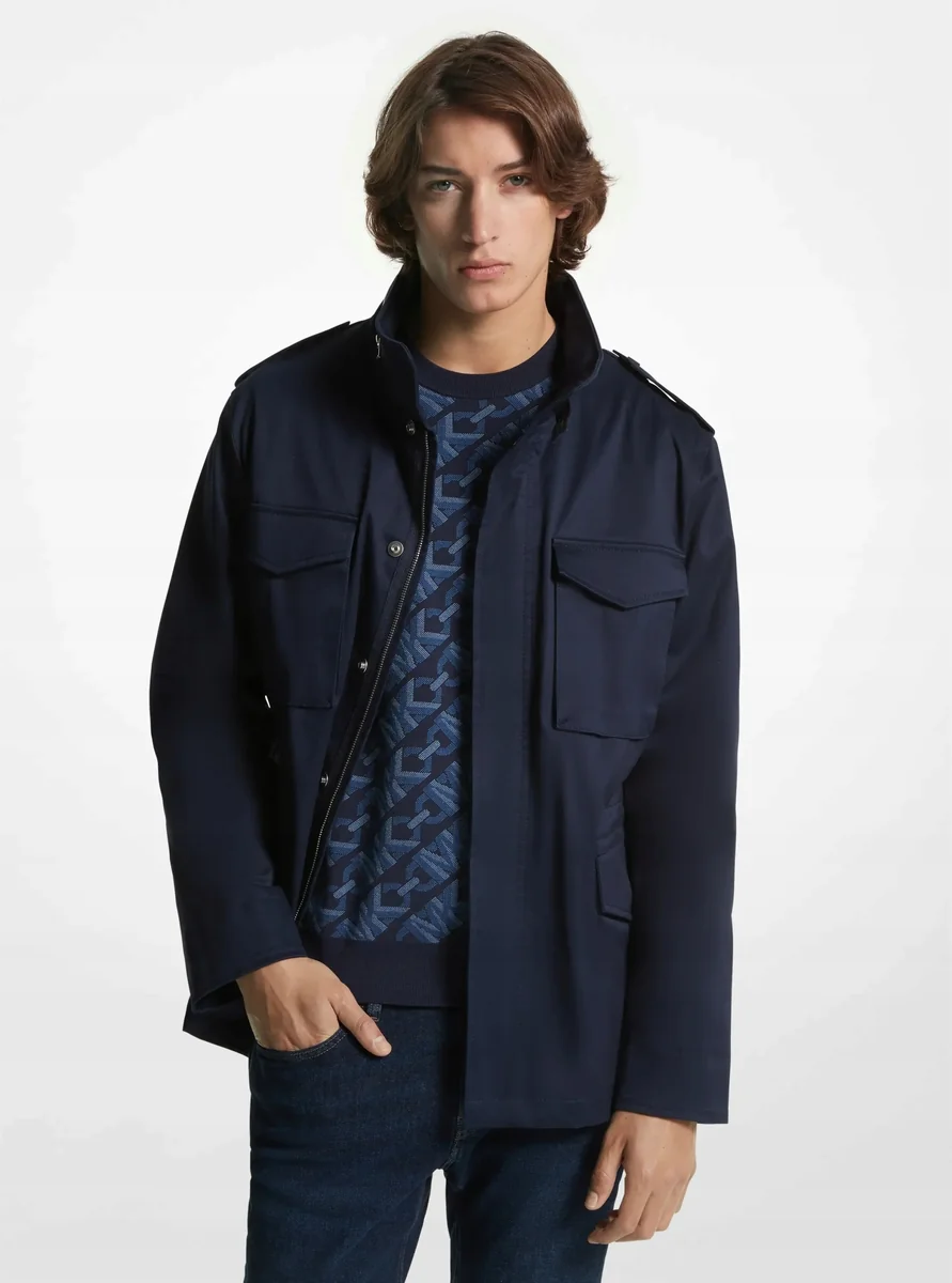 MICHAEL KORS KURTKA MĘSKA PARKA NA ZAMEK Z BAWEŁNĄ NIEBIESKA XS QAA*