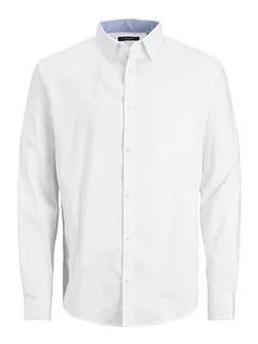 Koszule męskie - JACK & JONES Męska koszula Jprblabelfast L/S Noos koszula rekreacyjna, White/Fit:comfort Fit, XXL - grafika 1