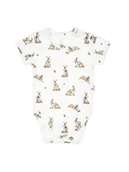 Body dla niemowląt - Niemowlęce body bawełniane na krótki rękaw zajączki kremowe Nicol,r.74 - miniaturka - grafika 1