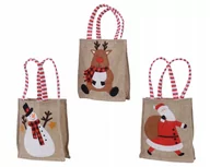 Opakowania i torebki na prezenty - Torba materiałowa świąteczna z bałwanem 16,5 x 19 cm 1szt - miniaturka - grafika 1