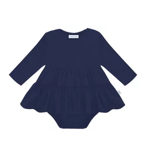 Body z sukienką granatowe z przeszyciami - 68 - Body dla niemowląt - miniaturka - grafika 1