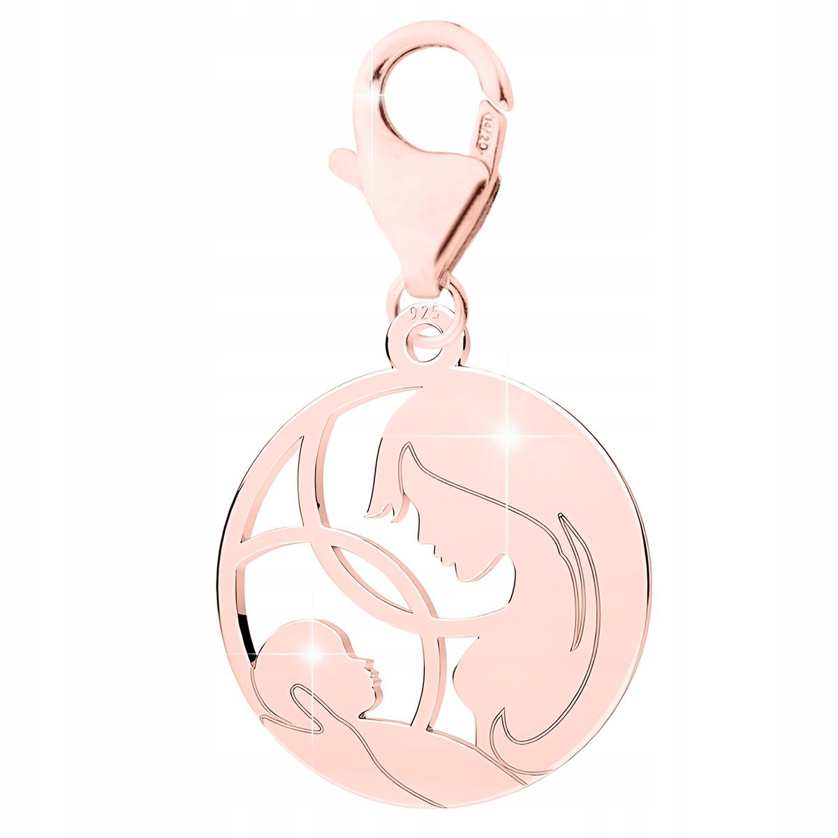 Zawieszka Pozłacana Okrągła Family Dziecko Matka z Dzieckiem SREBRO 925