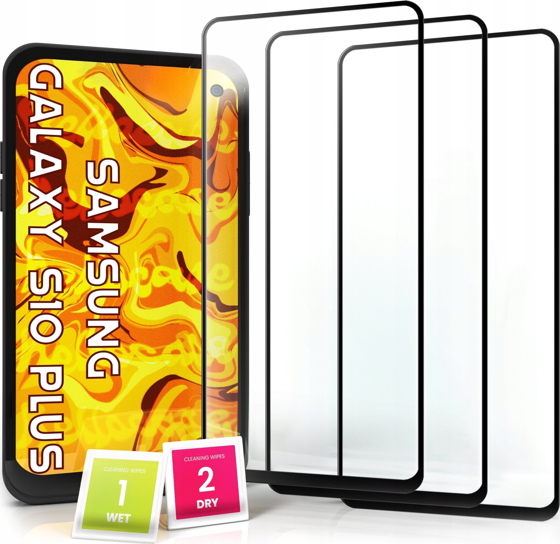 Hello Case 3-PAK Szkło Hartowane do Samsung Galaxy S10 PLUS na cały ekran, ochronne